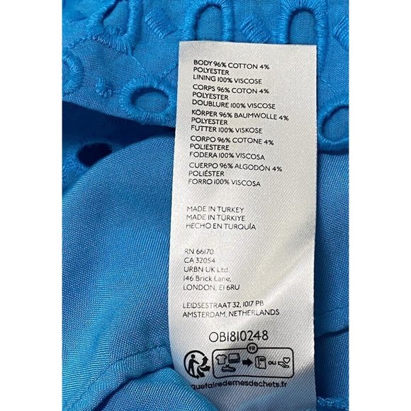 Anthropologie Sz S Dress The Somerset Maxi Eyelet turquoise Blue Tiered V-neck - Picture 7 of 16